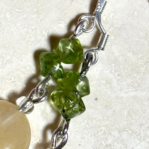 2/$20, Genuine Golden Healer Quartz & Green Peridot Gemstone Silver Earrings - Picture 3 of 11